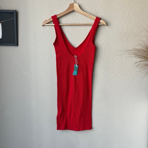 Bound Bond-Eye Baywatch Red Harper Crinkle V-Neck Beach Coverup Minidress OS NWT - Picture 5 of 8